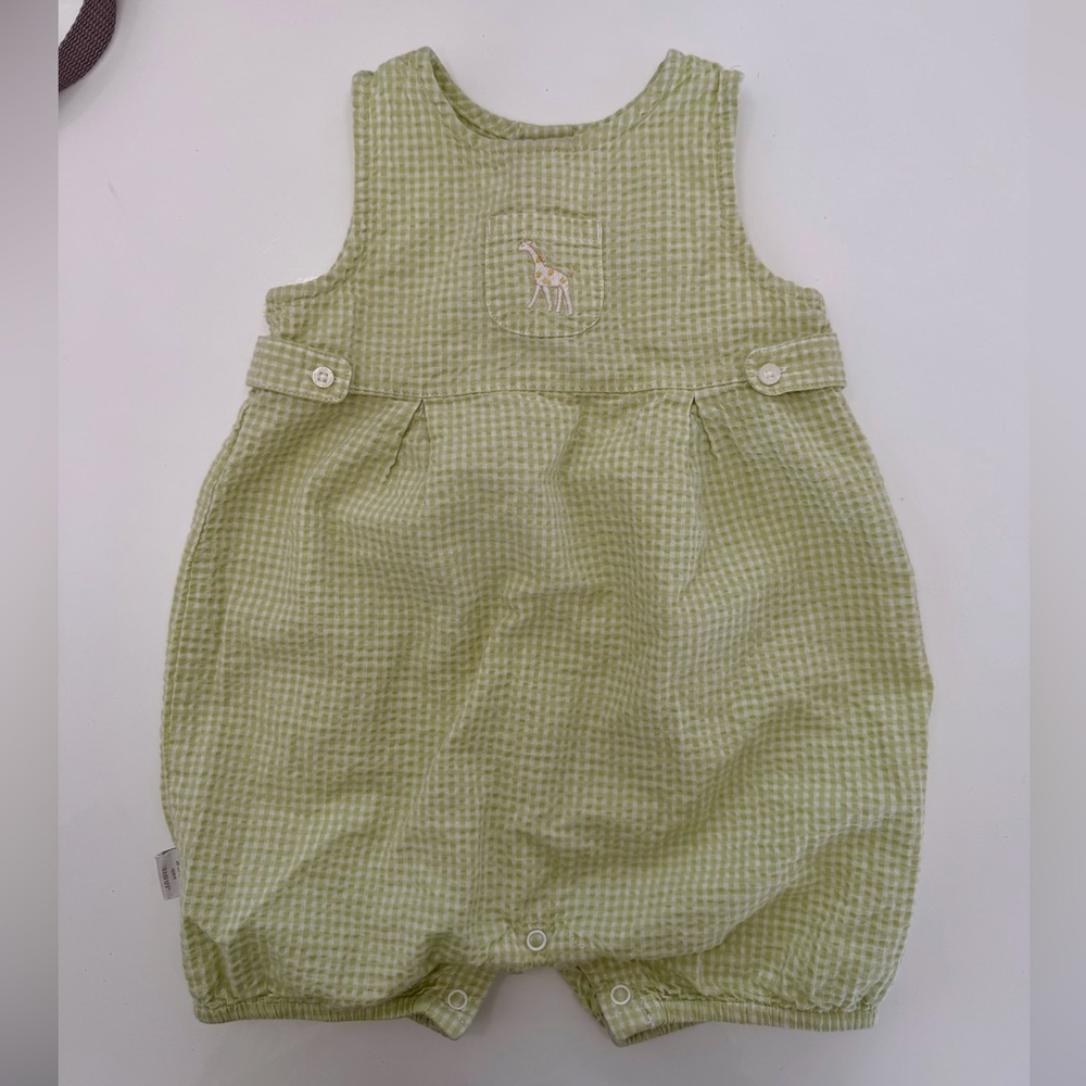 Vintage Janie and Jack Green Gingham One Piece